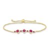 Zales Oval Certified Ruby And 1/5 Ct. T.W. Diamond Flower Frame Three Stone Bolo Bracelet In 10K Gold - 9" Bracelets