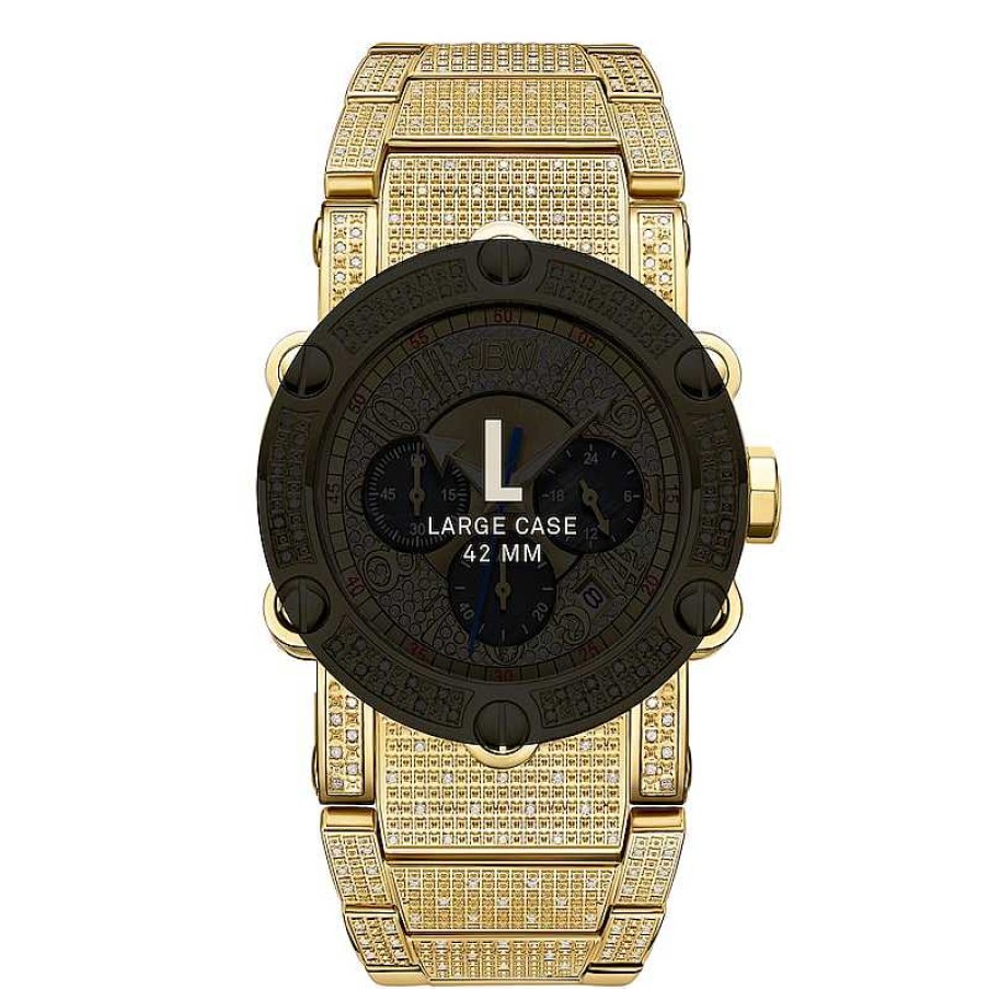 JBW Men'S Jbw Phantom 2 Ct. T.W. Diamond And Crystal Accent 18K Gold Plate Chronograph Watch (Model: Jb-6215-200-A) Watches