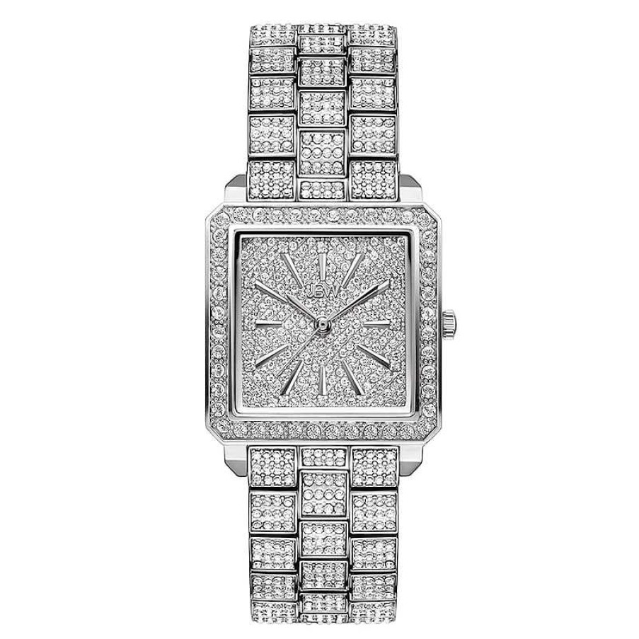 JBW Ladies' Jbw Cristal Square 1/8 Ct. T.W. Diamond And Crystal Accent Watch With Silver-Tone Dial (Model: J6386C) Watches