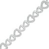 Zales 1/15 Ct. T.W. Diamond Sideways Heart Link Bracelet In Sterling Silver - 7.5" Bracelets