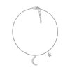 Zales 1/15 Ct. T.W. Diamond Crescent Moon And Star Anklet In Sterling Silver 10" Bracelets