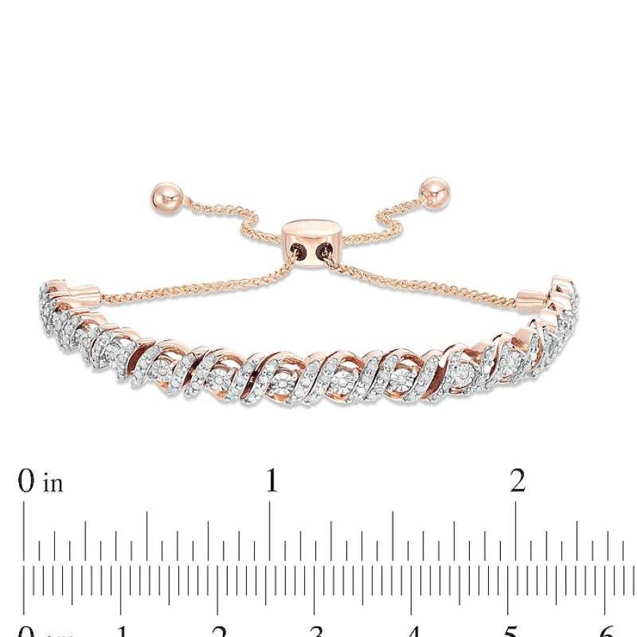 Zales 1 Ct. T.W. Diamond Cascading Bolo Bracelet In 10K Rose Gold - 9.5" Bracelets