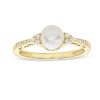 Zales 6.0Mm Cultured Freshwater Pearl And 1/10 Ct. T.W. Diamond Ring In 10K Gold Rings