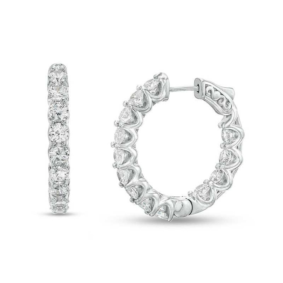 Zales 4 Ct. T.W. Diamond Inside-Out Hoop Earrings In 14K White Gold Earrings