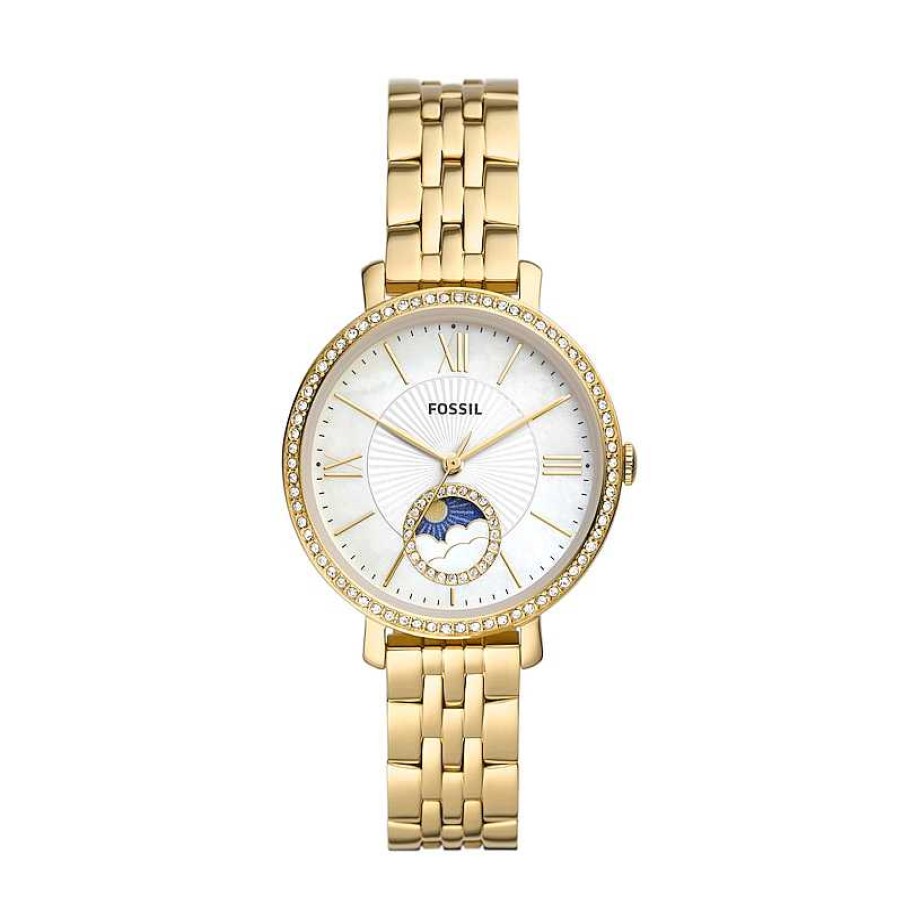 Fossil Ladies' Fossil Jacqueline Crystal Accent Gold-Tone Watch With Mother-Of-Pearl Dial (Model: Es5167) Watches