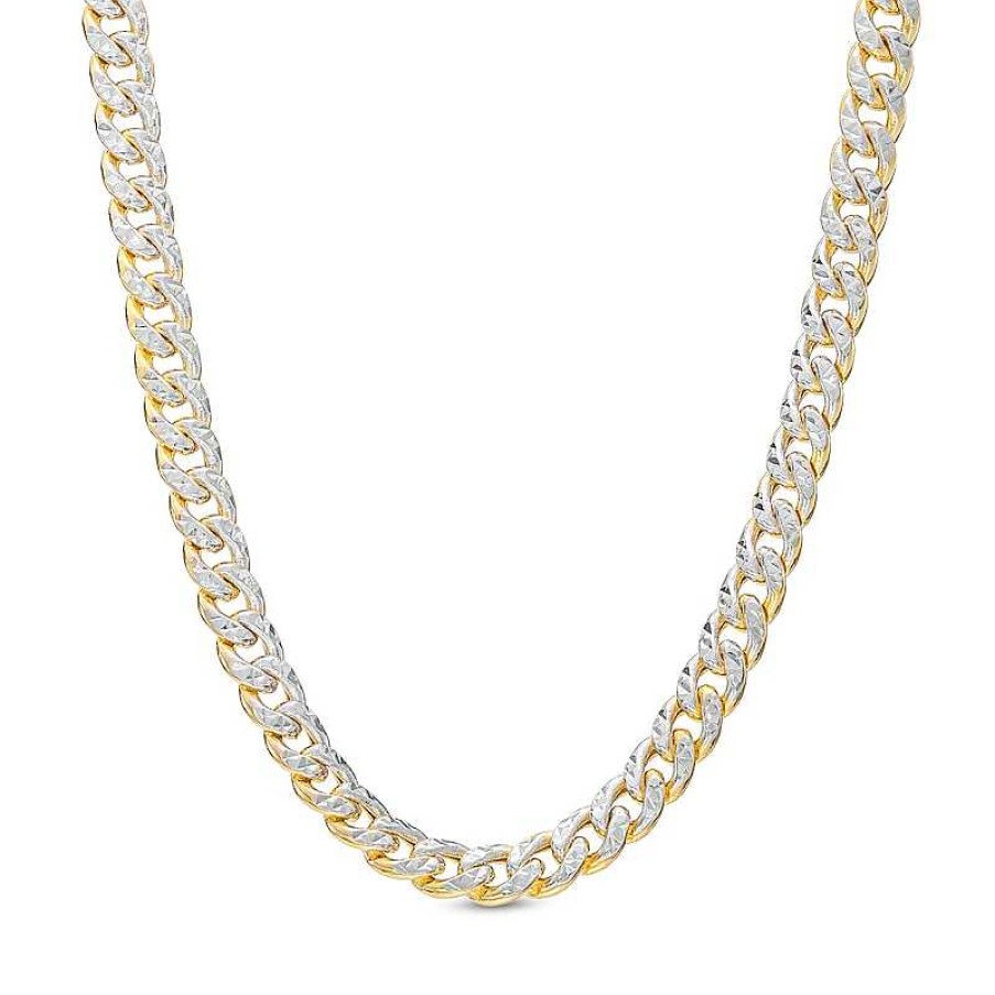 Zales Oro Diamante Diamond-Cut 4.5Mm Cuban Curb Chain Necklace In Hollow 14K Two-Tone Gold Necklaces