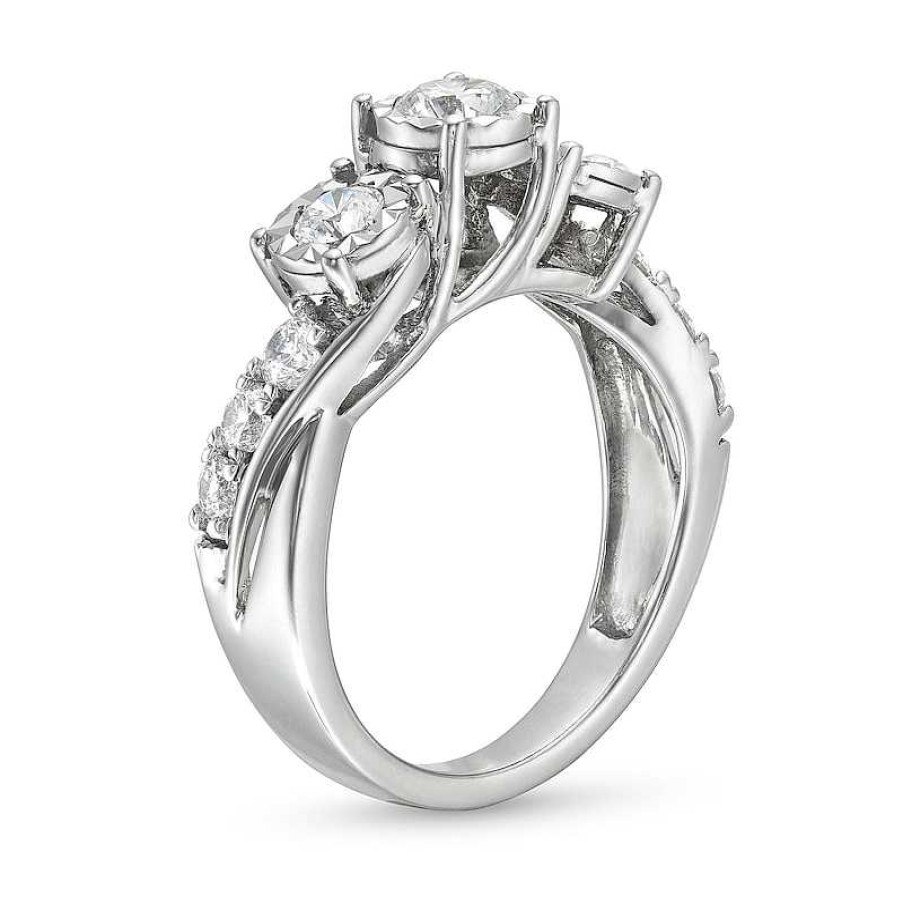 Zales 1 Ct. T.W. Diamond Past Present Future® Engagement Ring In 10K White Gold (I/I3) Rings