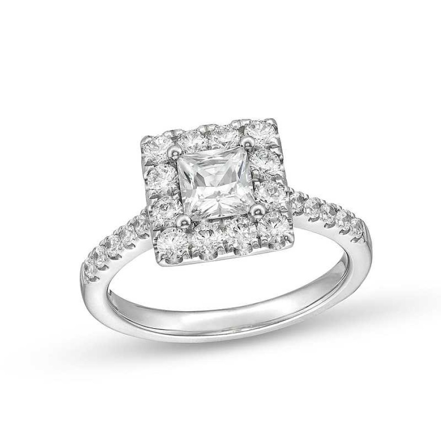 Zales 1-1/2 Ct. T.W. Princess-Cut Diamond Square Frame Engagement Ring In 14K White Gold (I/I2) Rings