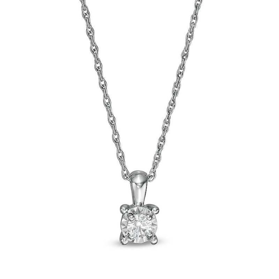 Zales 1/10 Ct. Diamond Solitaire Pendant In Sterling Silver (J/I3) Necklaces