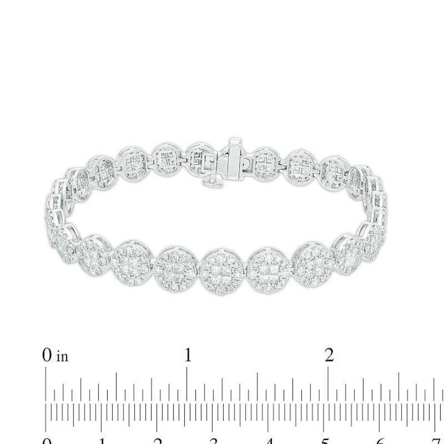 Zales 6 Ct. T.W. Multi-Diamond Line Bracelet In 10K White Gold 7.25" Bracelets