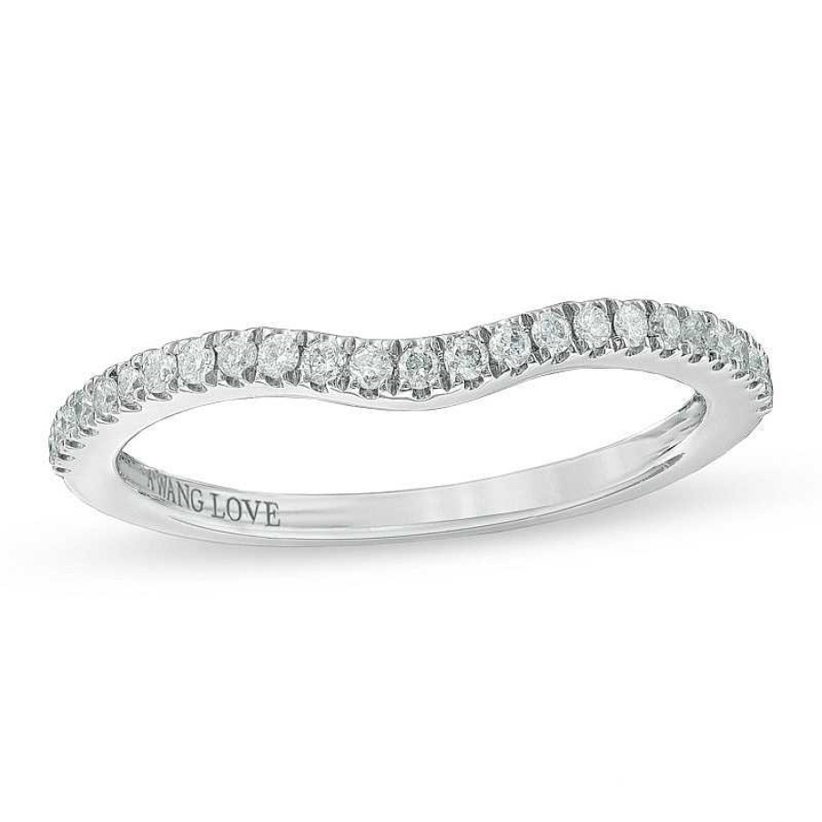 Zales Vera Wang Love Collection 1/6 Ct. T.W. Diamond Contour Wedding Band In 14K White Gold Rings