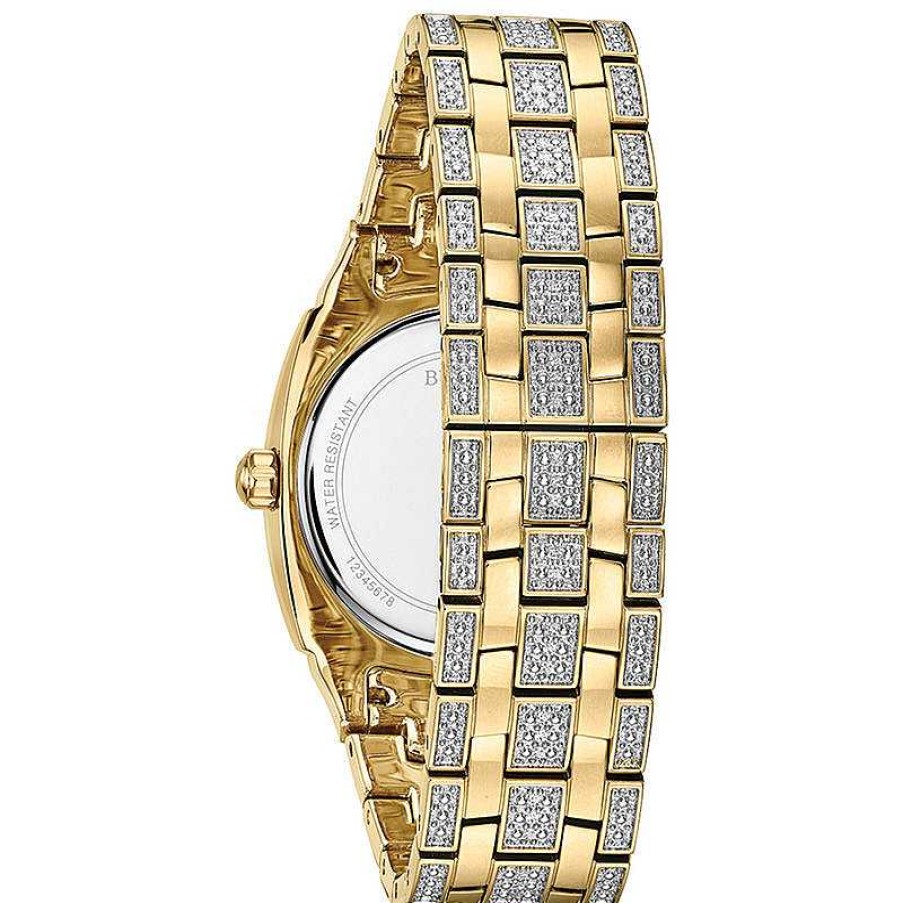 Bulova Men'S Bulova Phantom Crystal Accent Gold-Tone Watch With Square Silver-Tone Dial (Model: 98B323) Watches