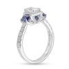 Zales Vera Wang Love Collection 1-1/4 Ct. T.W. Emerald-Cut Diamond And Sapphire Three Stone Engagement Ring In 14K White Gold Rings