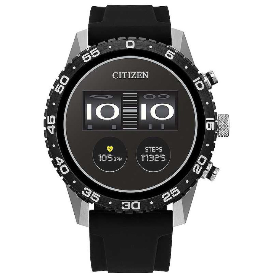 Citizen Citizen Cz Smart Pq2 Sport Digital Black Ip Silicone Strap Watch With Black Dial (Model: Mx1011-05X) Watches