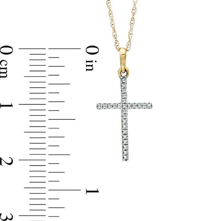 Zales Diamond Accent Lined Cross Pendant In 10K Gold Necklaces