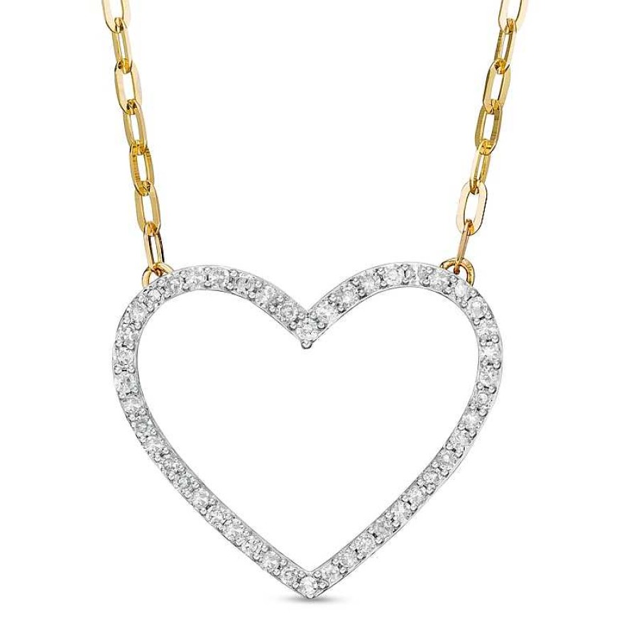 Zales 1/4 Ct. T.W. Diamond Heart Necklace In 10K Gold Necklaces