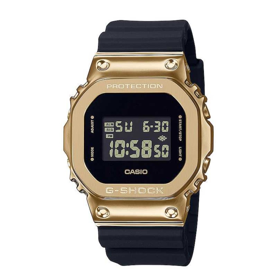 Casio G-Shock Men'S Casio G-Shock Classic Gold-Tone Ip Black Resin Strap Watch With Square Black Dial (Model: Gm5600G-9) Watches