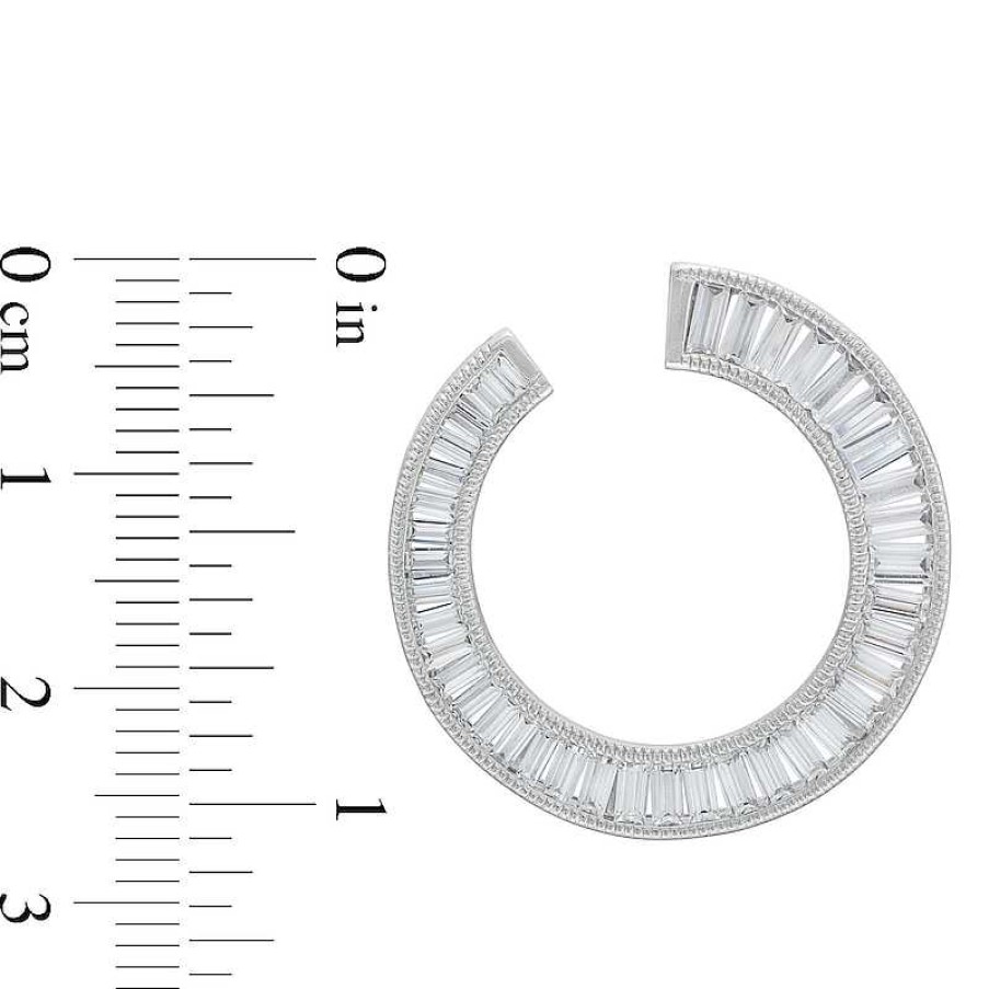 Zales 2 Ct. T.W. Certified Baguette-Cut Lab-Created Diamond Edge Open Hoop Earrings In 14K White Gold (F/Si2) Earrings