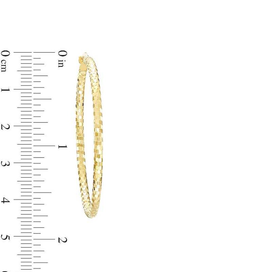 Zales 45.0Mm Diamond-Cut Tube Hoop Earrings In 10K Gold Earrings