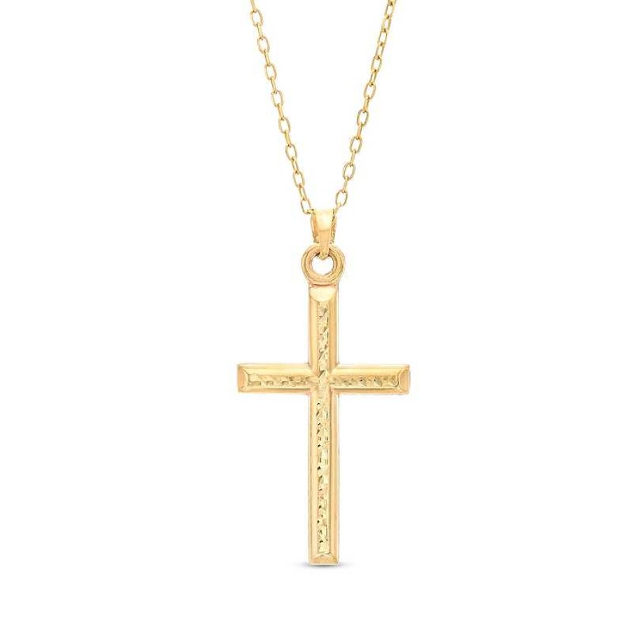 Zales Diamond-Cut Cross Pendant In 10K Gold Necklaces