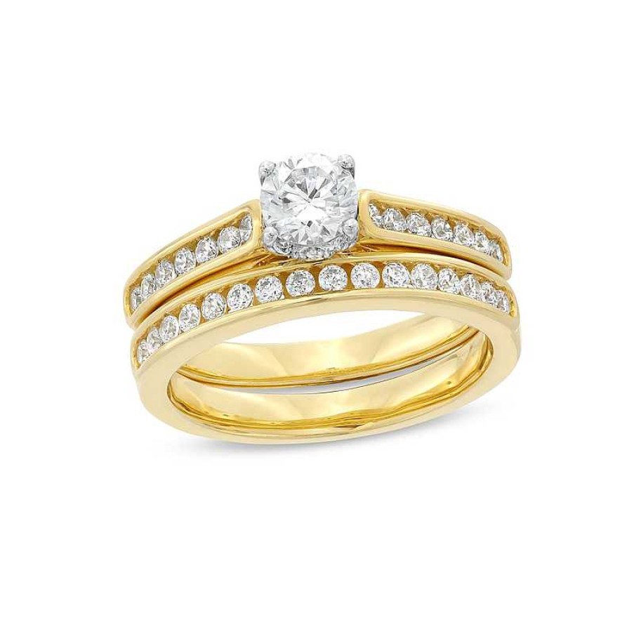 Zales 1 Ct. T.W. Diamond Channel Bridal Set In 14K Gold Rings