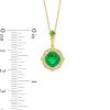 Zales Cushion-Cut Lab-Created Emerald And 1/5 Ct. T.W. Diamond Floral Drop Pendant In Sterling Silver With 14K Gold Plate Necklaces