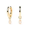 Zales Pdpaola At Zales Oval Pink Cubic Zirconia Dangle Hoop Earrings In Sterling Silver With 18K Gold Plate Earrings