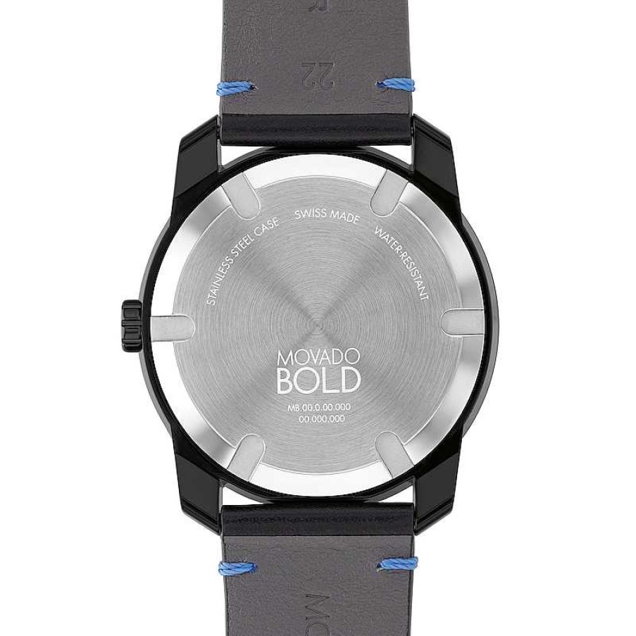 Movado Men'S Movado Bold® Tr90 Black Strap Watch With Blue Dial And Date Window (Model: 3601111) Watches