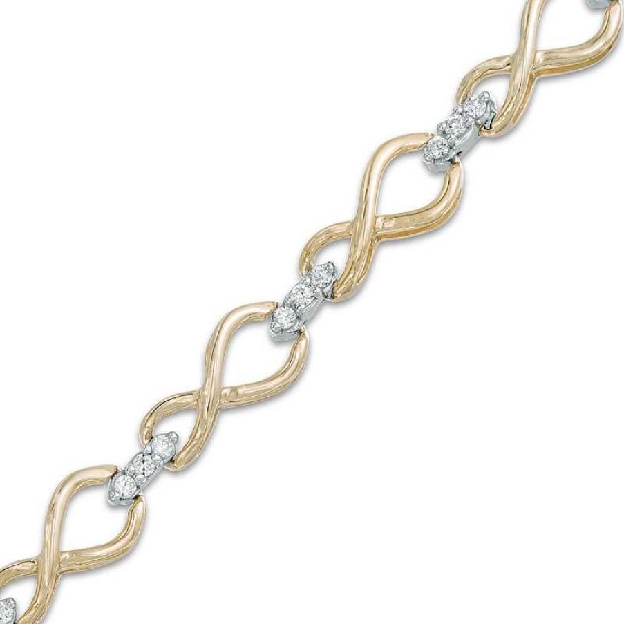 Zales 1/2 Ct. T.W. Diamond Infinity Loop Bracelet In 10K Gold - 7.25" Bracelets