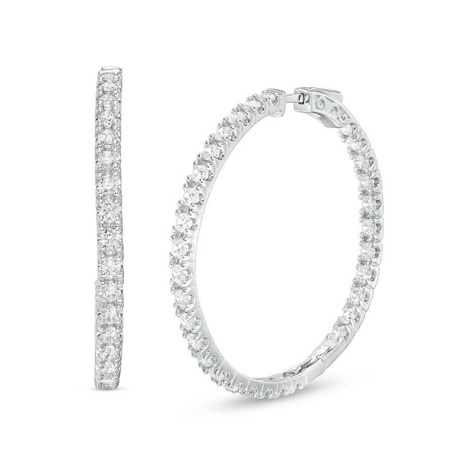 Zales 5 Ct. T.W. Diamond Inside-Out Hoop Earrings In 10K White Gold Earrings