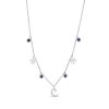 Zales Blue Sapphire And 1/20 Ct. T.W. Diamond Moon And Stars Station Necklace In 10K White Gold Necklaces