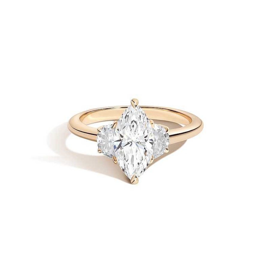 Zales Zales X Shahla Certified Marquise Lab-Created Center Diamond 2-1/3 Ct. T.W. Arch Three Stone Engagement Ring In 14K Gold Rings