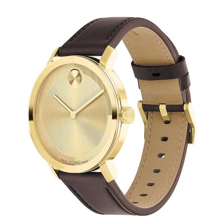 Movado Men'S Movado Bold® Evolution Gold-Tone Ip Brown Strap Watch With Textured Tonal Gold-Tone Dial (Model: 3601094) Watches