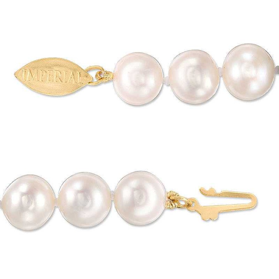 Zales Imperial® 7.0-8.0Mm Cultured Freshwater Pearl Strand Bracelet With 14K Gold Fish-Hook Clasp - 7.5" Bracelets