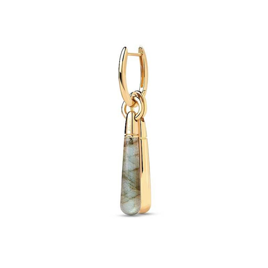 Zales Pdpaola At Zales Labradorite Medium Teardrop Dangle Single Hoop Earring In Sterling Silver With 18K Gold Plate Earrings