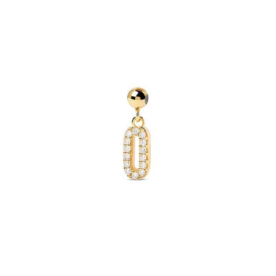 Zales Pdpaola At Zales Cubic Zirconia Number "0" Bead Charm In Sterling Silver With 18K Gold Plate Necklaces