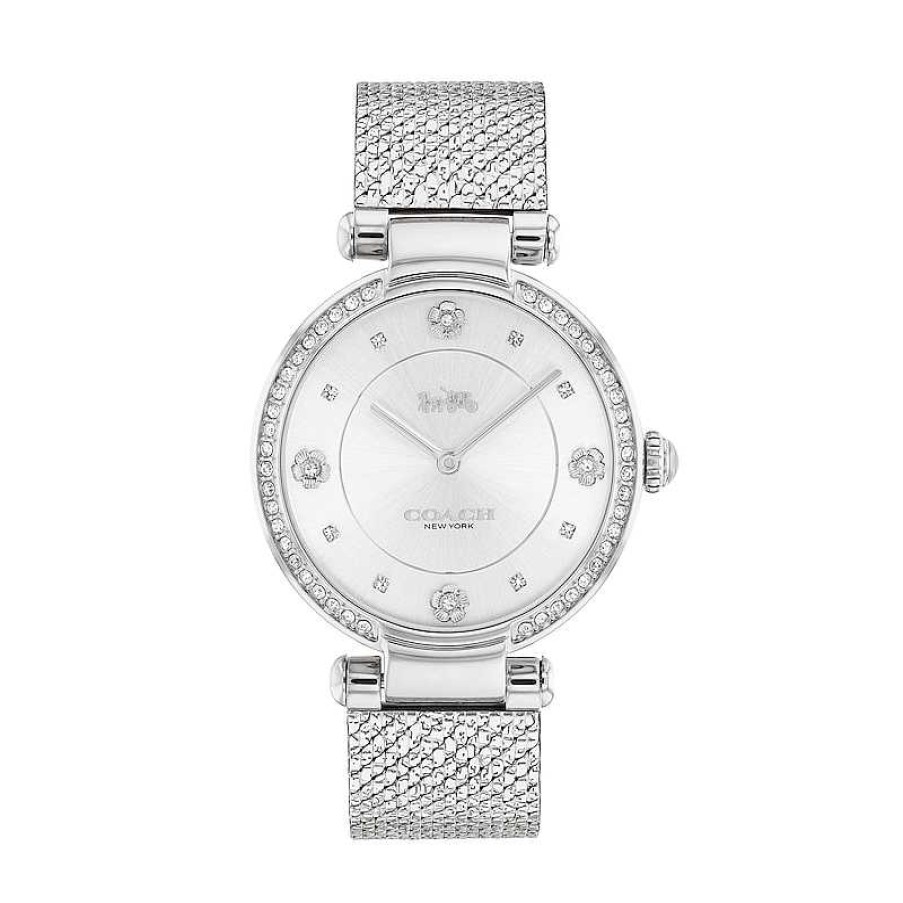 Coach Ladies' Coach Cary Crystal Accent Mesh Watch With Silver-Tone Dial (Model: 14503995) Watches