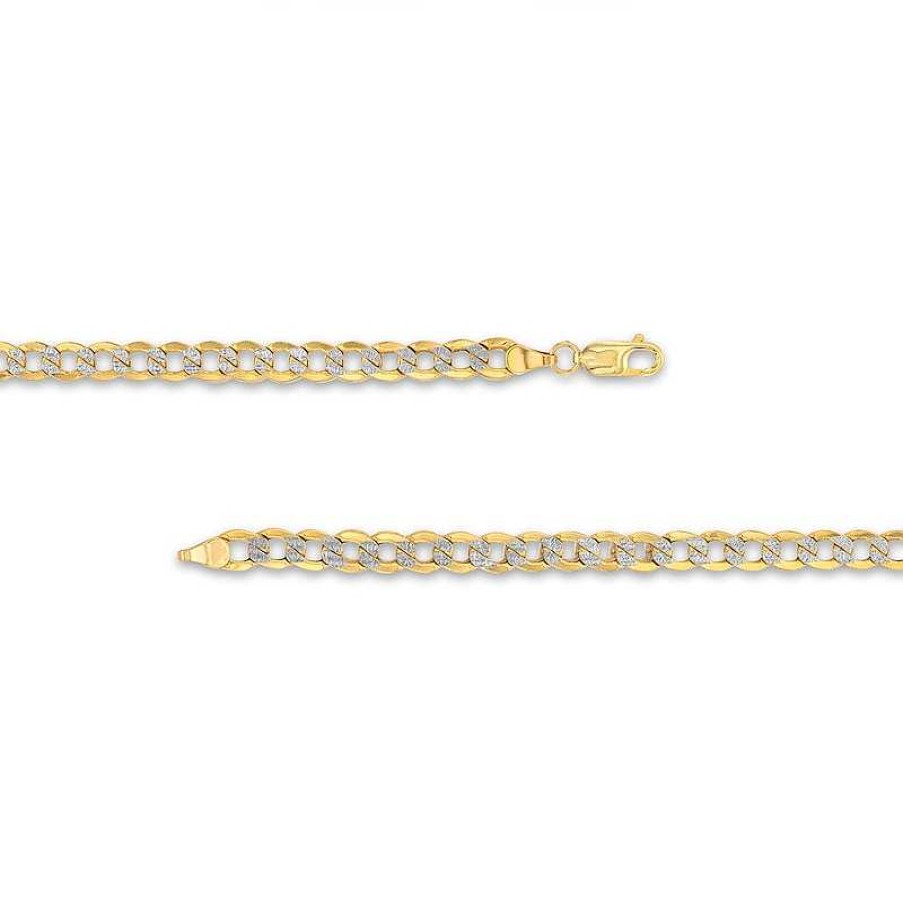 Zales Made In Italy Men'S 6.0Mm Diamond-Cut Curb Chain Bracelet In Hollow 10K Two-Tone Gold - 8.5" Bracelets