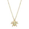 Zales Pear-Shaped Opal And 1/20 Ct. T.W. Diamond Turtle Pendant In 10K Gold Necklaces