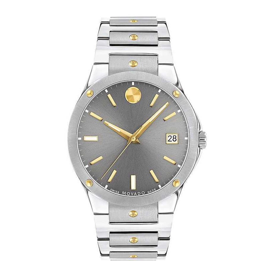 Movado Men'S Movado Se Two-Tone Pvd Watch With Grey Dial (Model: 607514) Watches