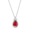 Zales Pear-Shaped Garnet And White Lab-Created Sapphire Frame Split Bail Pendant In Sterling Silver Necklaces