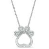 Zales Convertibilities 1/15 Ct. T.W. Diamond Dog Paw Print Heart Three-In-One Pendant In Sterling Silver Necklaces