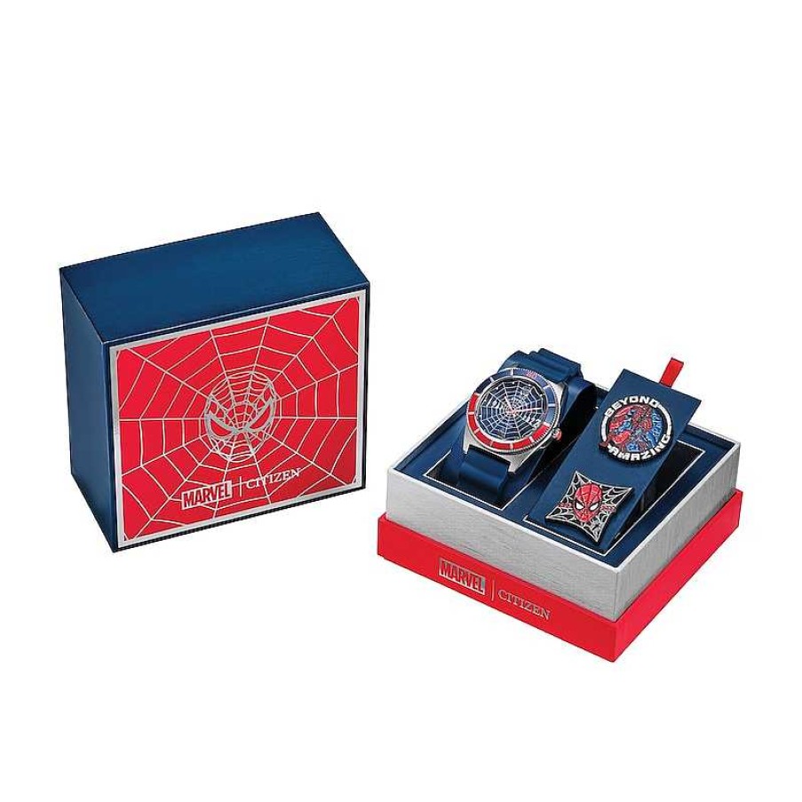 Citizen Men'S Limited Edition Citizen Eco-Drive® ©Marvel Spider-Man Blue Rubber Strap Watch And Box Set (Model: Aw2050-49W) Watches