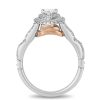 Zales Enchanted Disney Ariel 1 Ct. T.W. Pear-Shaped Diamond Double Frame Shell Engagement Ring In 14K Two-Tone Gold Rings