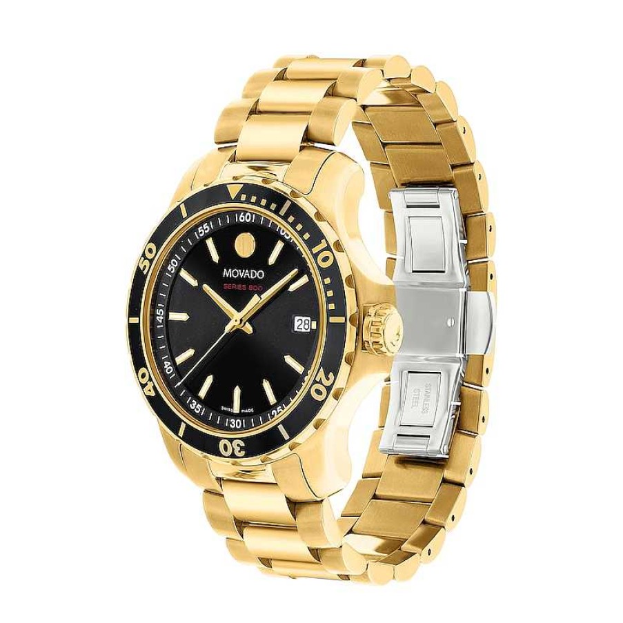 Movado Men'S Movado Series 800 Gold-Tone Pvw Watch With Black Dial (Model: 2600145) Watches