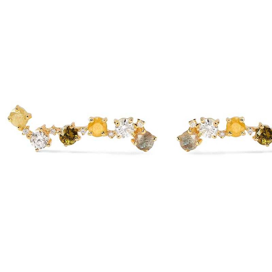 Zales Pdpaola At Zales Labradorite And Cubic Zirconia Crawler Earrings In Sterling Silver With 18K Gold Plate Earrings