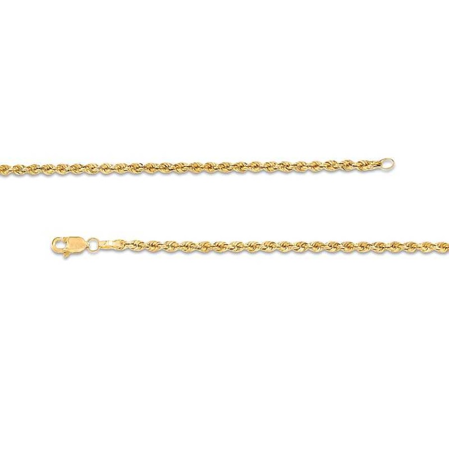 Zales 2.4Mm Diamond-Cut Glitter Rope Chain Bracelet In Hollow 10K Gold - 7.5" Bracelets