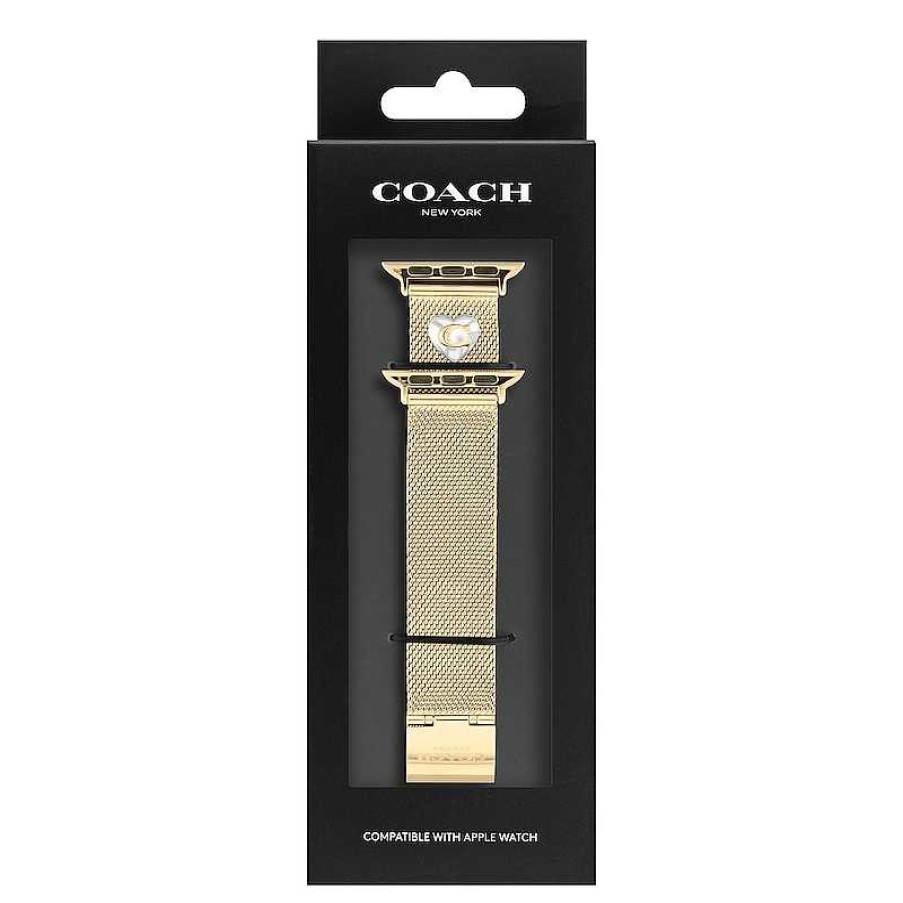 Coach Ladies' Coach Apple Straps Gold-Tone Mesh Interchangeable Replacement Band Smart Watch Attachment (Model: 14700255) Watches