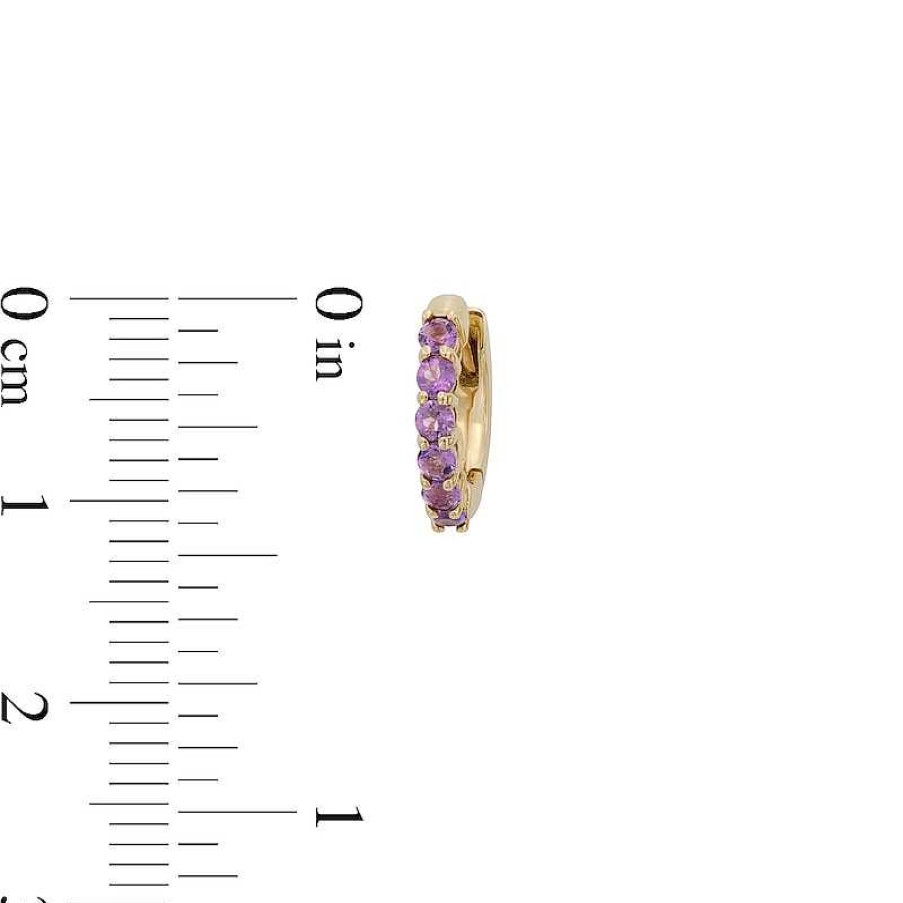 Zales Amethyst Huggie Hoop Earrings In 10K Gold Earrings