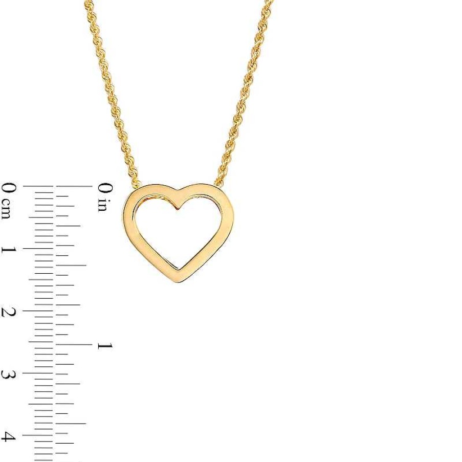 Zales Bold Heart Outline Pendant In 10K Gold Necklaces